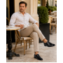 Pantofi barbati negri din piele naturala fara siret cu varf lacuit 818MODN
